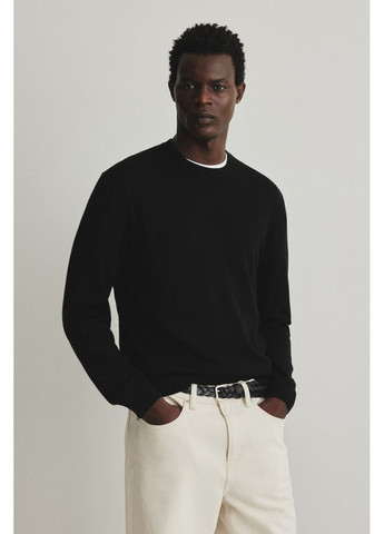 Черный зимний свитер шерсть бленд H&M