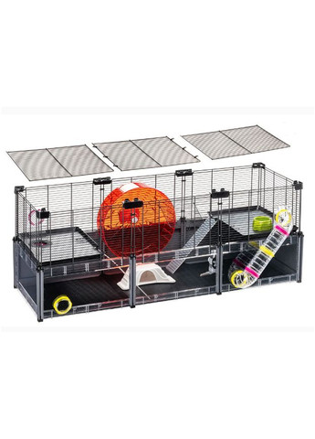 Модульна клітка для хом'яків та мишей Multipla Hamster Lagre з аксесуарами чорна 107.5x37.5x42 см 57007417 Ferplast (284282861)