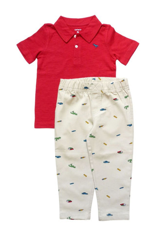 Красный летний комплект детский (поло+штаны) Carter's