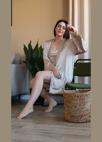 Халат женский шелковый Капучино Maybel (333829088)