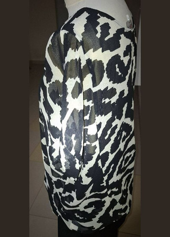 Комбінована блуза шифонова чорнo-біла орнамент mkks126-1 Modna KAZKA