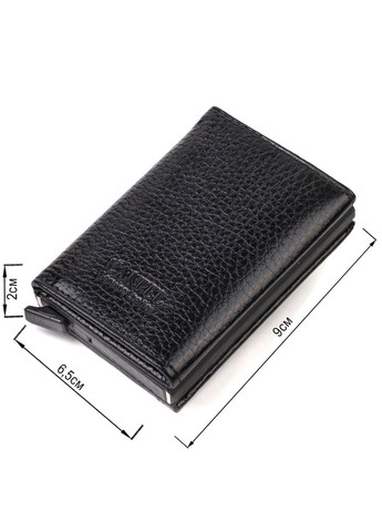 Картхолдер унисекс в три сложения с автоматическим механизмом из натуральной кожи флотар 21936 Черный Canpellini (331908150)