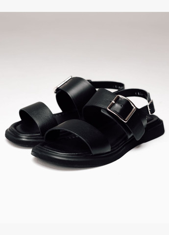 Черные босоножки с пряжкой кожа Krula с ремешком