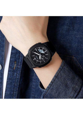 Часы спортивные кварцевые с будильником и секундомером для мужчин черные с электролюминесцентной подсветкой ProDobro (367267560)