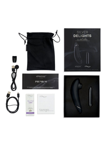 Преміальний подарунковий набір Silver Delights Collection: Premium та We-Vibe Tango Womanizer (315498275)