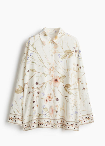 Светло-бежевая праздничный рубашка с цветами H&M