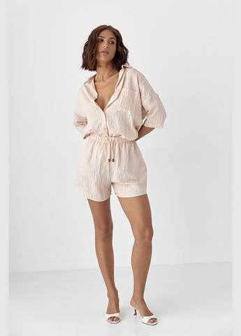 Смугастий вільний костюм із сорочкою та шортами Lurex (343277209)