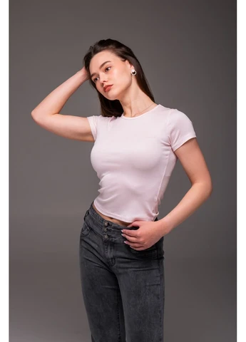 Жіноча футболка пудра коротка No Brand - (392666795)
