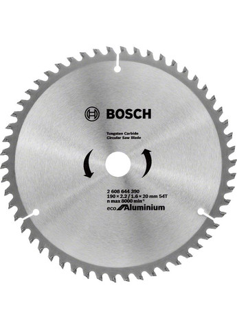 Пиляльний диск Eco for Aluminium (190x20x2.2 мм, 54 зубів) по алюмінію (23435) Bosch (267819169)