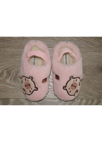 Светло-розовые детские комнатные / домашние тапочки с резинкой светло-розовые Jomix с аппликацией, с логотипом, с вышивкой