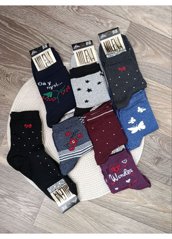 Бордовые женские носки, размер 23-25 (37-39), украина, Milena рисунки (360964094)