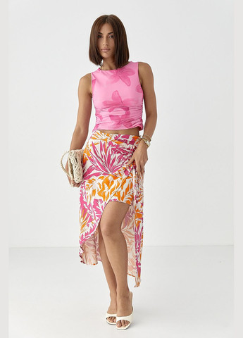 Розовая женская юбка с кулиской Lurex