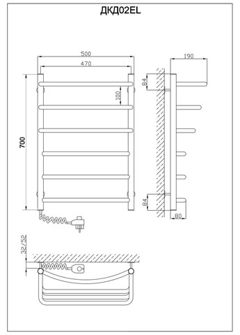 Рушникосушарка Каскад Дуга 700х500/6 EL рег. Kosser (358500717)