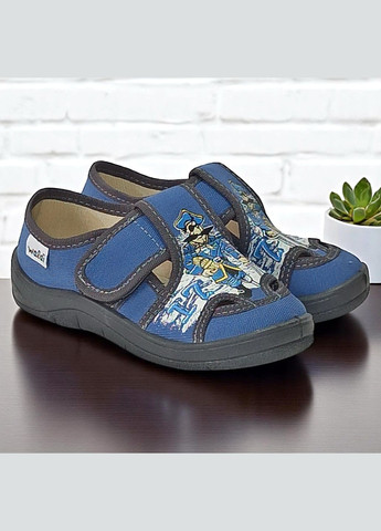 Синие ортопедические тапочки на липучке для мальчика сменка в садик валди Waldi