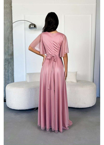 Розовое вечернее платье шифон блеск 24025 розовая Tanita-Romario