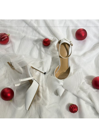 No Brand Женские свадебные атласные туфли с шифоновыми бантами 8см. белый з текстиль, — (351394596)