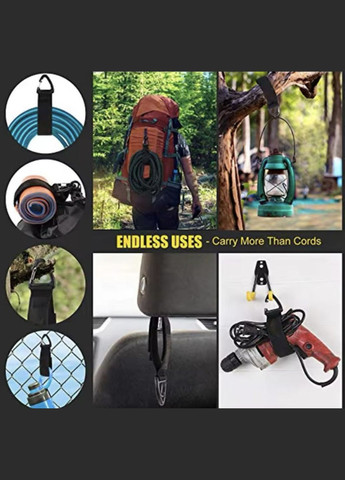 Фиксатор кабеля шланга веревки стяжка карабин держатель для провода велосепеда удочек липучка М 33 см 1 шт Черный Neon (340276168)