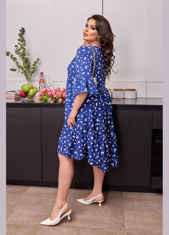 Синее женское платье свободного кроя цвет индиго р.48/50 451777 New Trend