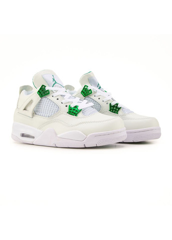 Серые демисезонные кроссовки мужские nike air jordan retro 4 white green найк аир джордан No Brand