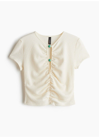 Женский приталенный топ Н&М (58360) XS Молочный H&M (337498886)