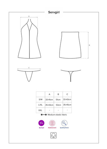 Комбінований демісезонний еротичний костюм покоївки servgirl costume, халат, стрінги, фартух, обруч, /m Obsessive