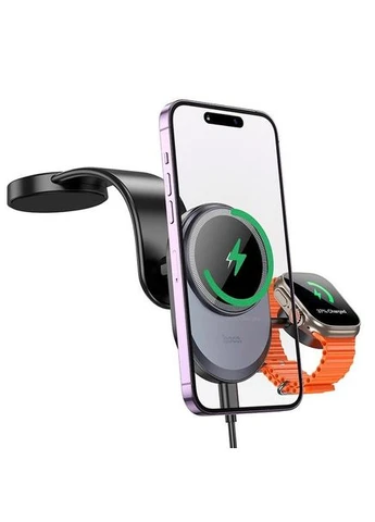 Беспроводное зарядное + Холдер HW28 Excelso 2-in-1 Wireless Fast Charging Car Holder (Center Console) Hoco (334117363)