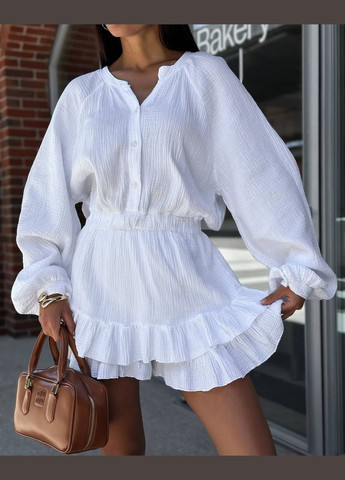 Комбинезон Україна UMButik комбинезон-шорты однотонный белый повседневный, вечерний