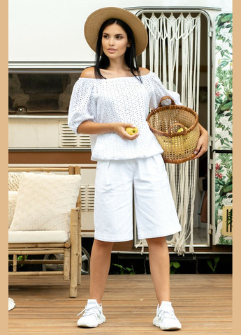 Подовжені жіночі шорти-бермуди з високою талією з льону (ШО 0121) RiMari (334892705)