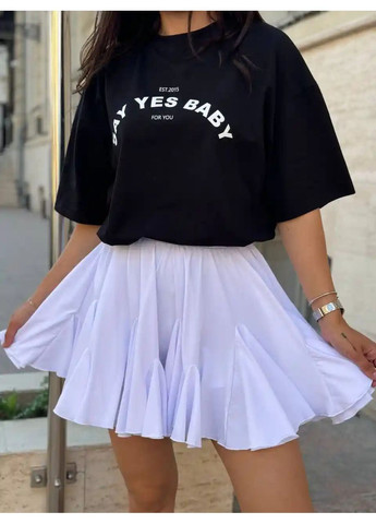 Белая мини юбка с шортами и клиньями принт No Brand