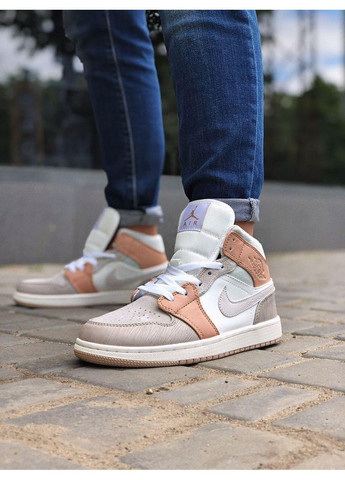 Сірі Осінні кросівки чоловічі nike air jordan 1 retro mid milan найк аір джордан No Brand