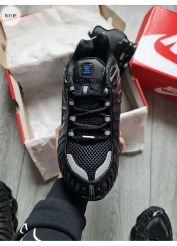 Черные летние кроссовки nike shox tl black/blue найк шокс тл No Brand