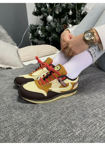 Бежевые демисезонные кроссовки мужские nike air max 1 t.scott cactus jack b найк аир макс No Brand