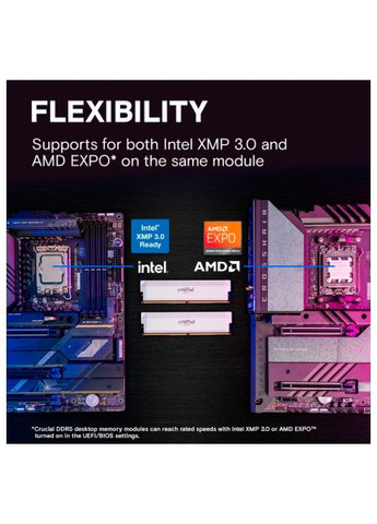 Модуль памяти для компьютера (CP16G64C38U5W) Micron DDR5 16GB 6400 MHz Pro Overclocking White (368562215)