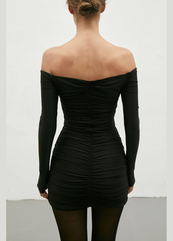 Чорна сукня міні з драпуванням 612 Papaya