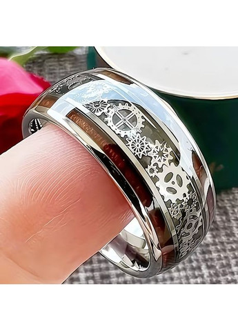 Кольцо серебристое из титановой стали стимпанк с шестернями 10 мм размер 19 Liresmina Jewelry (369365186)