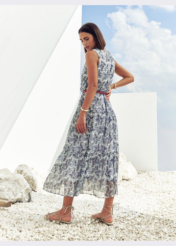 Белое кэжуал платье-миди с принтом белое Dressa