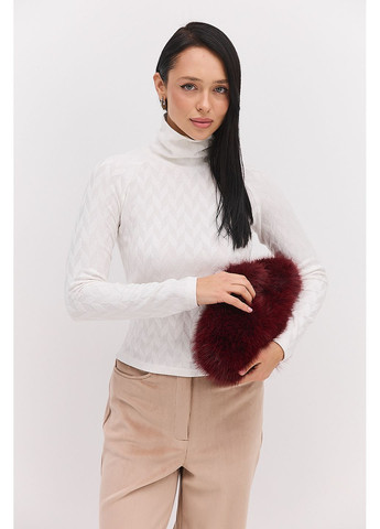 Жіночий теплий лонгслів з коміром-стійкою шоколадний в ялинку Arjen (370601824)