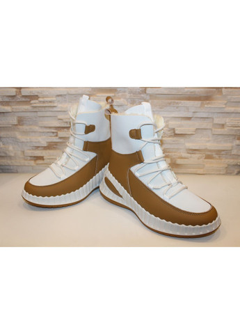 Черевики жіночі зимові білі з коричневим No Brand Черевики зимові жіночі (368556866)