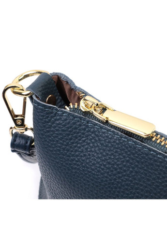 Трендова жіноча сумка-клатч із двома ременями з натуральної шкіри синя 26,5х16,5х2см 22646 Vintage (329198862)