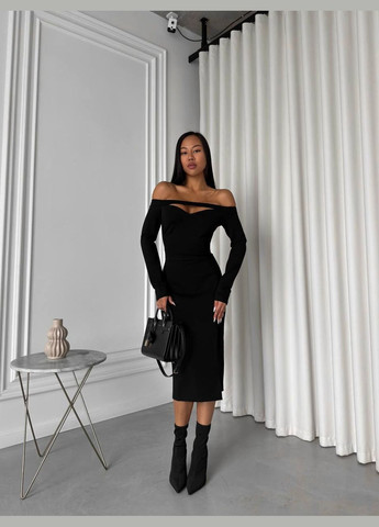 Черное праздничный, коктейльное, деловое, откровенный, кэжуал платье-футляр футляр No Brand