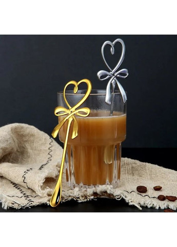 Кавова ложка у формі бантика 1 шт, золотого кольору. Ложка для морозива. No Brand (315034635)