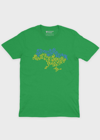 Зеленая демисезонная футболка для мальчика с патриотическим принтом карта украины (ts001-1-keg-005-1-002-b) Modno