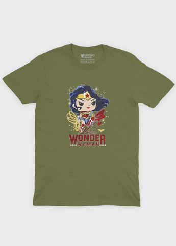 Хаки (оливковая) мужская футболка с принтом супергероя - чудо-женщина (ts001-1-hgr-006-006-004) Modno