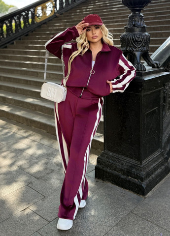 Оверсайз спортивный костюм женский демисезонный из велюра (кофта + штаны) No Brand (361444753)