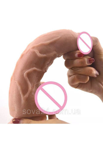 Великий реалістичний фалоімітатор на присоску 25*5 см із кібер шкіри No Brand (340914279)