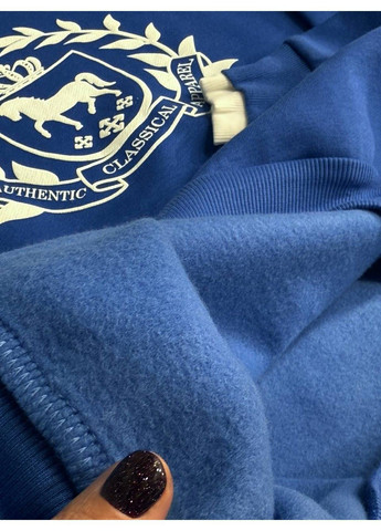 Синій світшот жіночий 2473 утеплений на флісі з коміром та принтом Olivia (370456411)