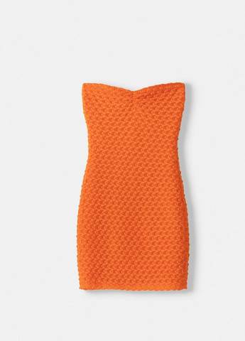 Оранжевое коктейльное платье Bershka однотонное