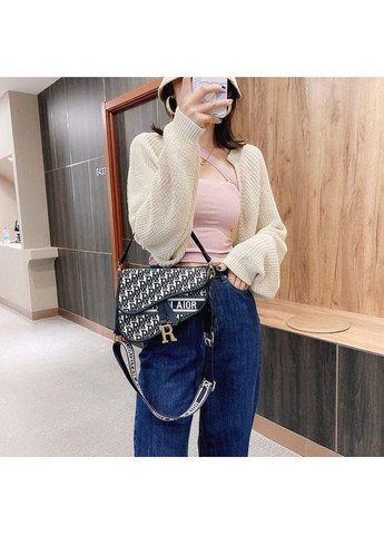 Жіноча сумка сідло в гусячу лапку з грубим ремінцем No Brand (362588121)