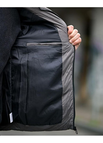 Серая зимняя мужская зимняя куртка плащевка с холлофайбером серая Freedom