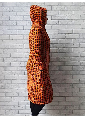 Женский халат теплый на молнии с капюшоном гусиная лапка No Brand (361221266)